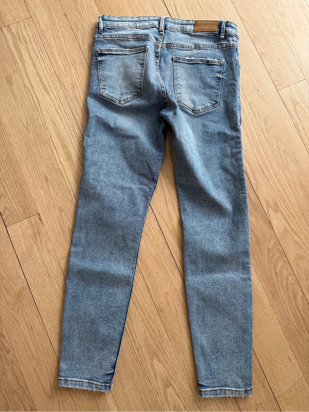 Zara Light Blue Slim Fit Distressed Jeans 8 - Picture 4 of 7